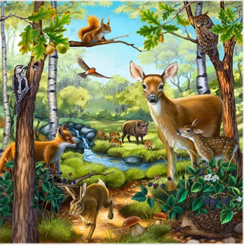 5D Diamond Painting Woodland Animals by the Stream Kit