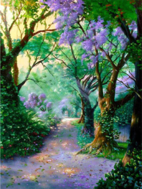 5D Diamond Painting Purple Flower Tree Path Kit