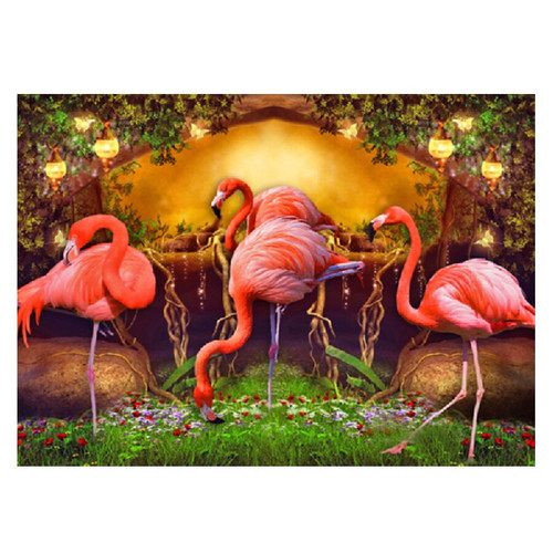 5D Diamond Painting Four Flamingos on the Grass Kit