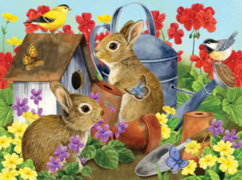 5D Diamond Painting Two Rabbits and a Bird House Kit