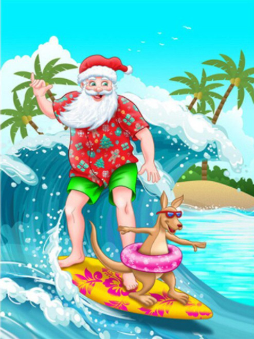 5D Diamond Painting Surfing Santa Kit