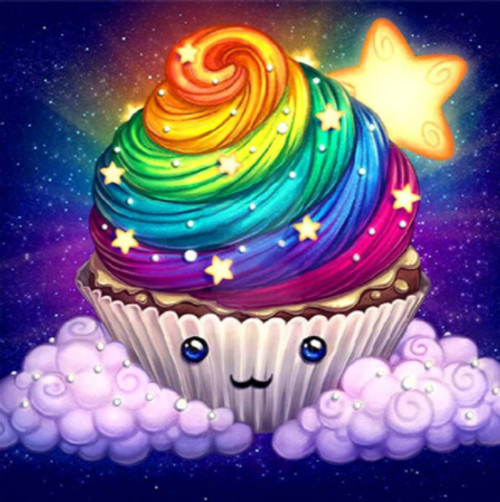 5D Diamond Painting Rainbow Cupcake Kit