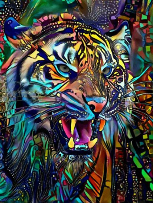 5D Diamond Painting Abstract Fang Tiger Kit