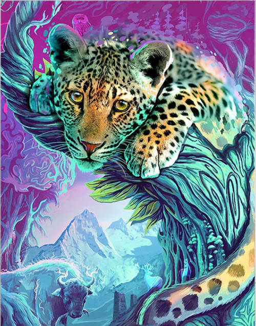 5D Diamond Painting Leopard and Buffalo Kit