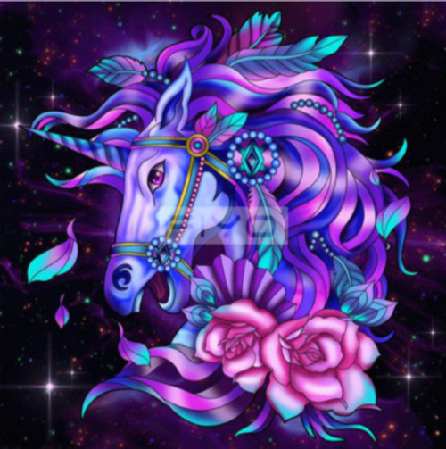 5D Diamond Painting Two Flower Feather Unicorn Kit