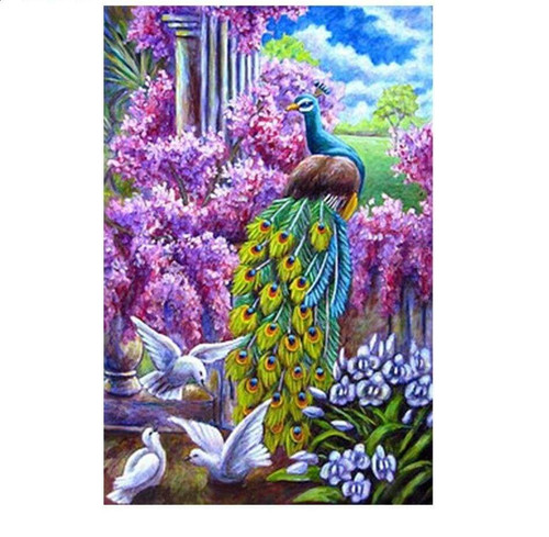 5D Diamond Painting Peacock and Doves Kit