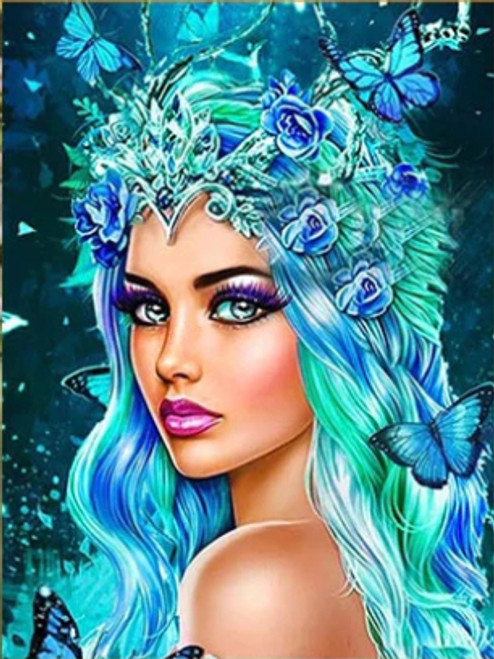 5D Diamond Painting Blue and Green Hair Princess Kit