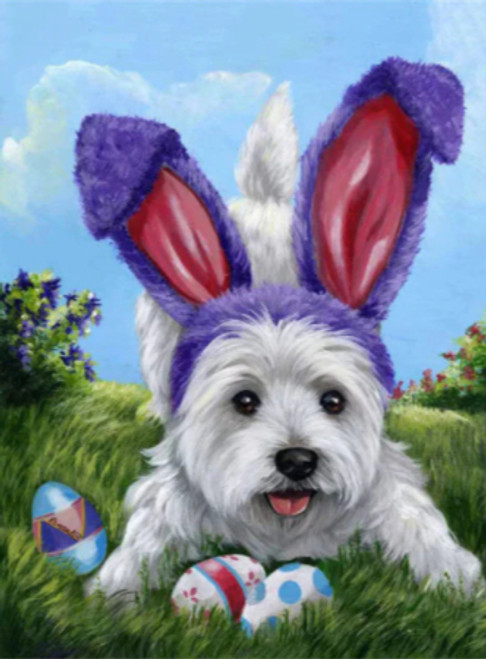 5D Diamond Painting White Easter Puppy Kit