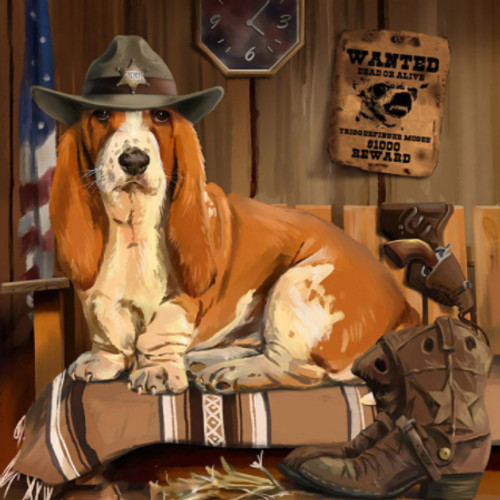 5D Diamond Painting Basset Hound Sheriff Kit