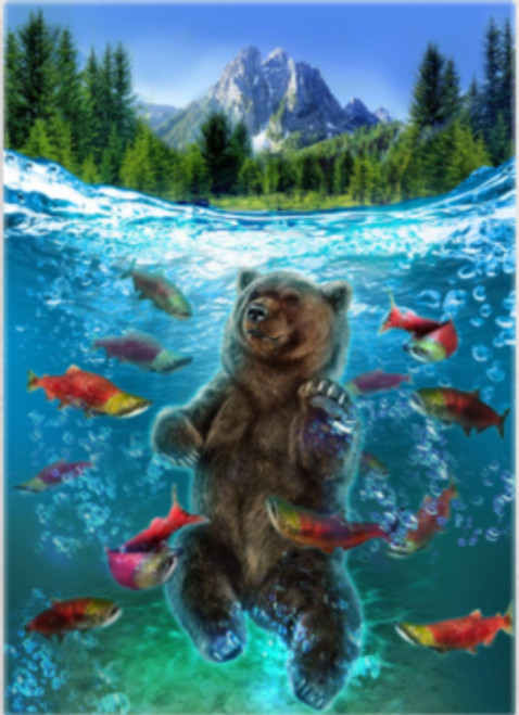 5D Diamond Painting Bear Swimming with Fish Kit