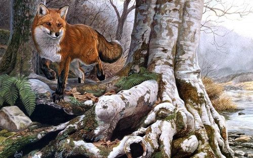 5D Diamond Painting Fox by an Old Tree Kit