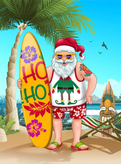 5D Diamond Painting Surfing Santa and Surfboard Kit