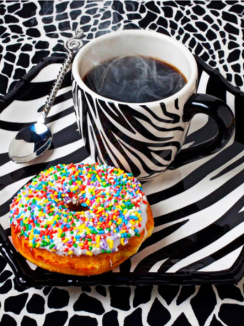5D Diamond Painting Black and White Coffee and Donut Kit