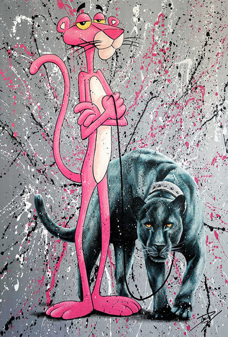 5D Diamond Painting Two Panthers Pink & Black Kit