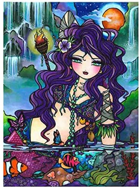 5D Diamond Painting Purple Haired Mermaid Girl Kit