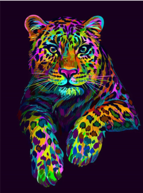 5D Diamond Painting Abstract Rainbow Leopard Kit