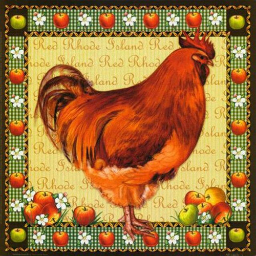 5D Diamond Painting Green Apple Rooster Square Kit