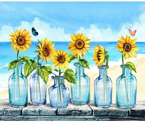 5D Diamond Painting Glass Vases of Sunflowers Kit