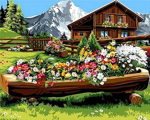 5D Diamond Painting Mountain Flowers Kit