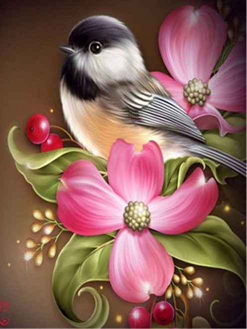 5D Diamond Painting Pink Flower Bird Kit