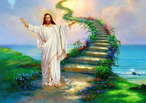 5D Diamond Painting Jesus and the Stairway to Heaven Kit