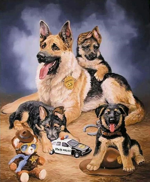 5D Diamond Painting Police German Shepherds Kit