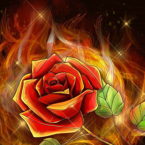 5D Diamond Painting Rose in Fire Kit