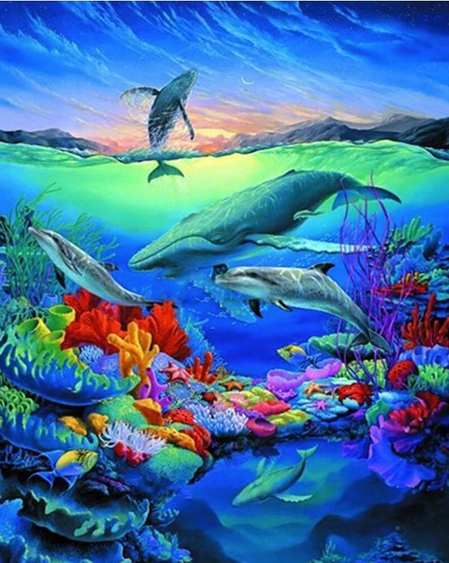 5D Diamond Painting Dolphins and Whales Kit