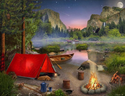 5D Diamond Painting Red Tent Camping