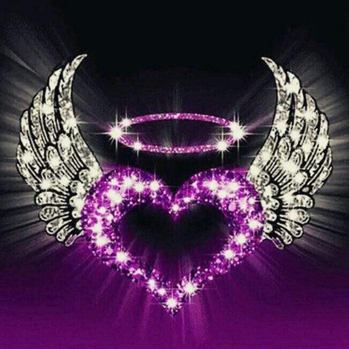 5D Diamond Painting Purple Heart with Wings Kit