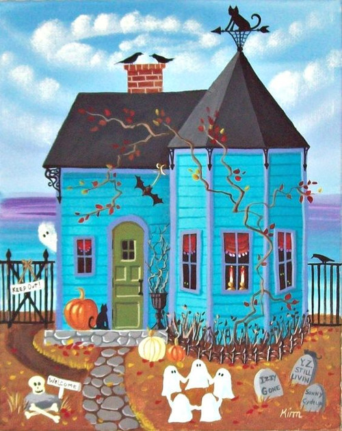 5D Diamond Painting Blue Ghost House Kit