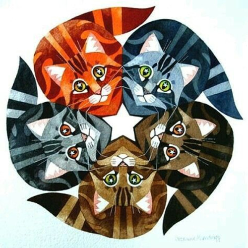 5D Diamond Painting Abstract Cats Circle Kit
