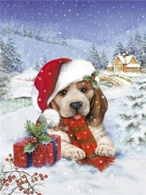 5D Diamond Painting Puppy and a Christmas Present Kit