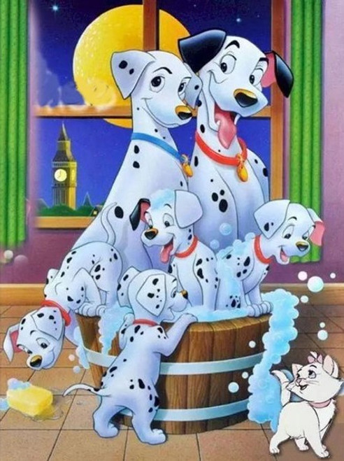 5D Diamond Painting Dalmatian Bath Time Kit