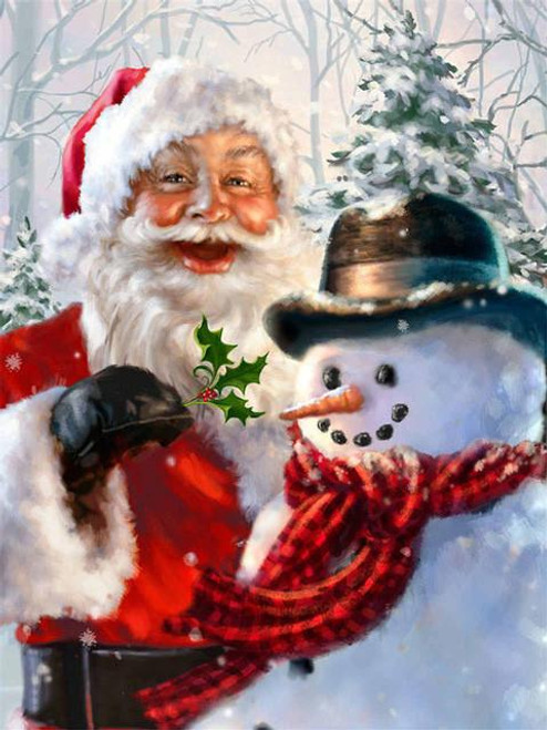 5D Diamond Painting Smiling Santa & A Snowman Kit