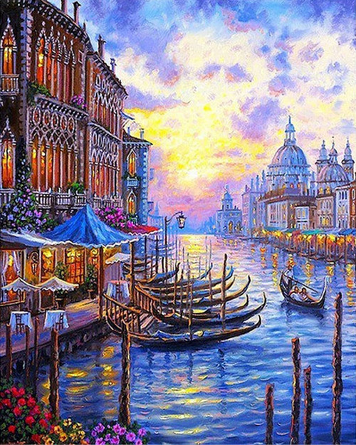 5D Diamond Painting Gondolas by the Restaurant Kit