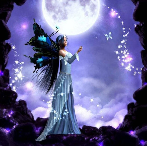 5D Diamond Painting Butterfly Fairy in the Moonlight Kit