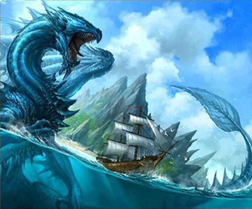 5D Diamond Painting Blue Sea Monster Kit