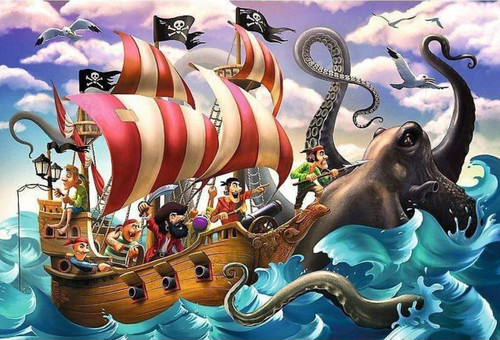 5D Diamond Painting Pirates and Sea Monsters Kit