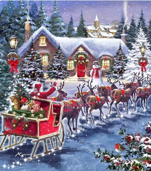 5D Diamond Painting Santa Waiving from the Sleigh Kit