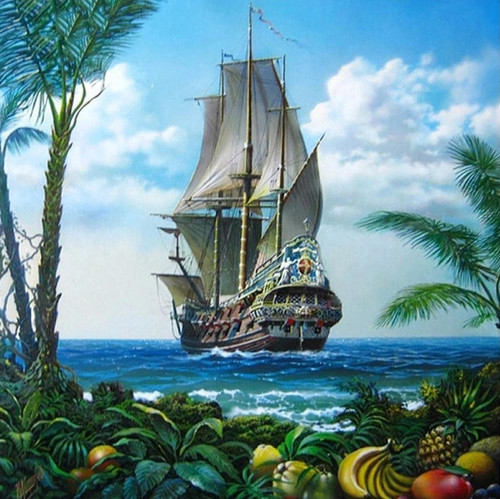 5D Diamond Painting Ship in the Cove Kit