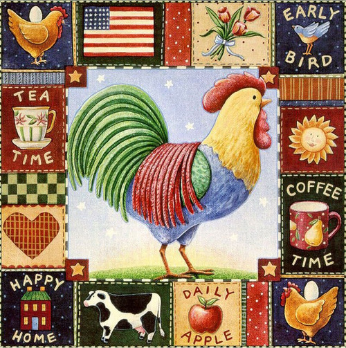 5D Diamond Painting Rooster Quilt Kit