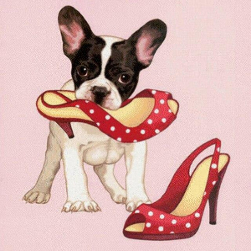 5D Diamond Painting Boston Terrier Puppy and High Heels Kit