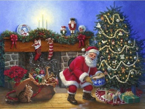 5D Diamond Painting Santa Gifts under the Tree Kit