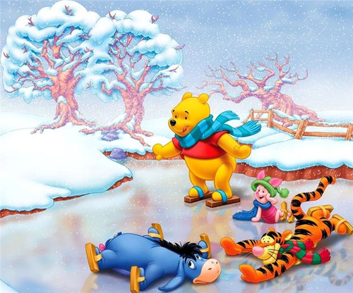 5D Diamond Painting Winnie the Pooh and Friends Ice Skating Kit