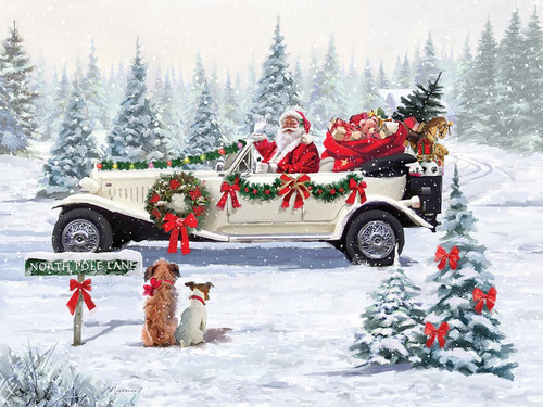 5D Diamond Painting Santa's White Car Kit