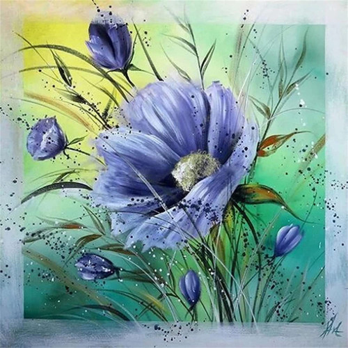 5D Diamond Painting Blue Meadow Flowers Kit