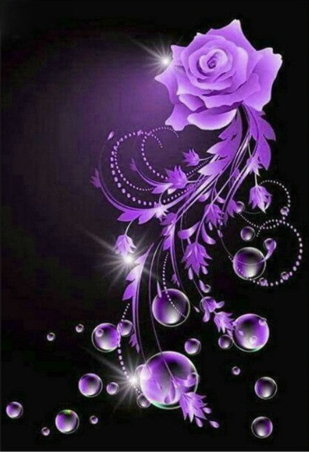 5D Diamond Painting Purple Rose Bubbles Kit