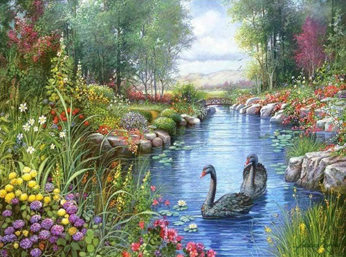 5D Diamond Painting Two Gray Swans Kit