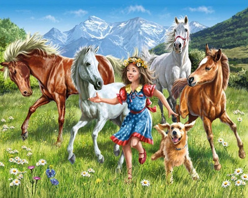 5D Diamond Painting Horses and Girl Kit